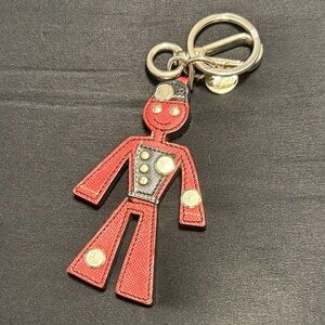 Prada Bellhop Red Leather Keychain with Metal Studs vintage